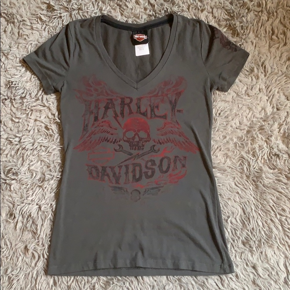 Harley Davidson V- Neck Short Sleeve Shirt